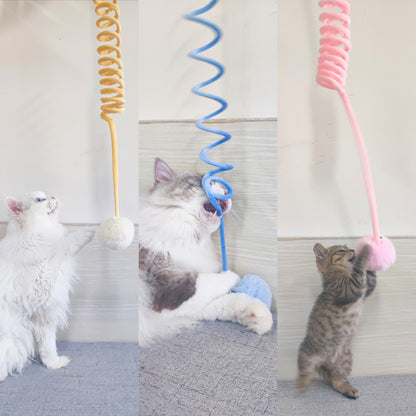 Cat Toy Self-Hi Sucker Spring Rabbit Hair Ball Interactive